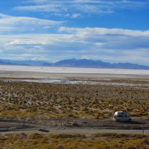 Ruta 40 with the huge salt lake Salinas Grandes